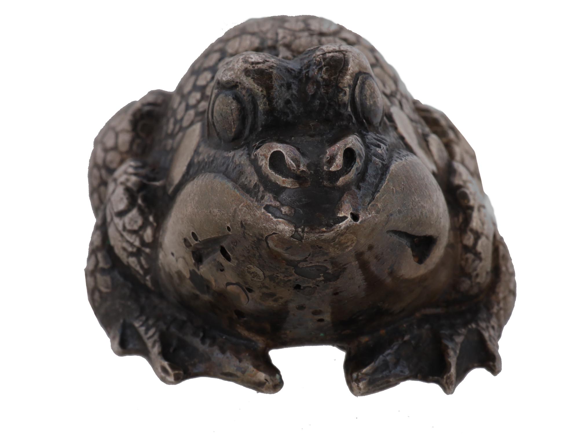 RUSSIAN SILVER PAPERWEIGHT FROG FIGURINE PIC-2